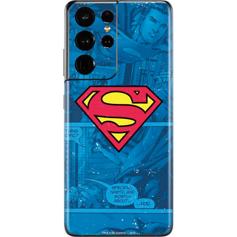 DC Comics Superman Logo Background Pattern Galaxy S21 Ultra 5G Skin